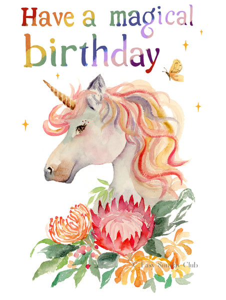 Magical Unicorn Birthday Greeting Card