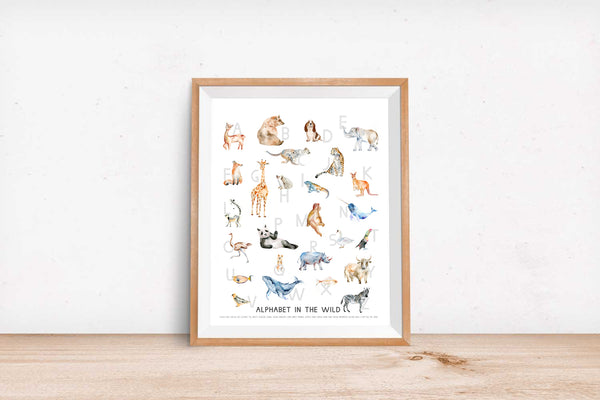 Alphabet in the Wild Animal Watercolor Art Print
