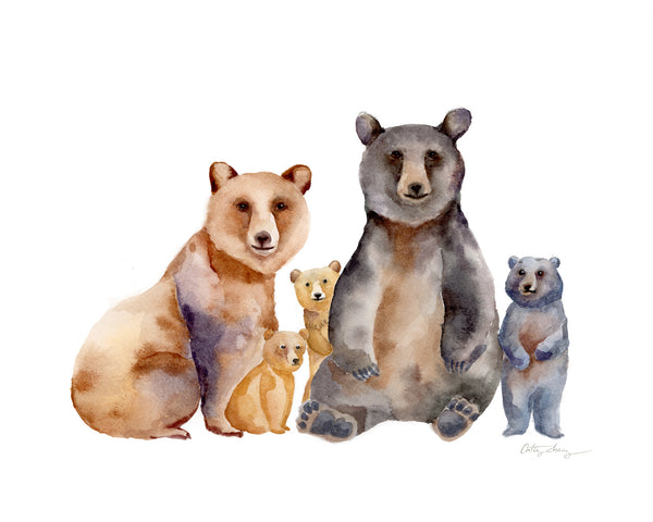 customizable bear family print, customize your family size from 3 to 6.