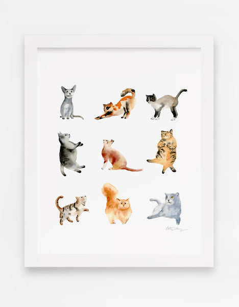 cats watercolor illustration print