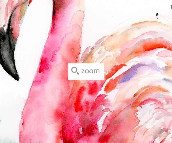 pink flamingo watercolor art print