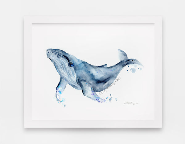 humpback whale watercolor art print