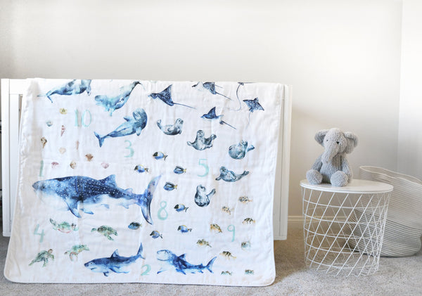 oceans animals and numbers blanket by Easy Sunday Club