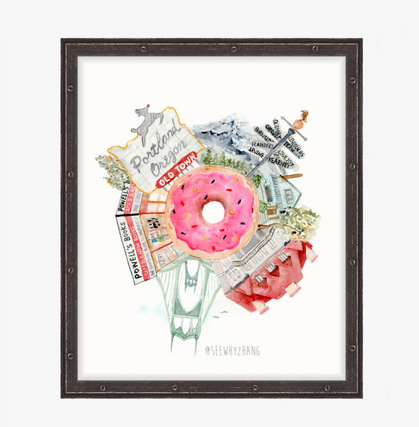 Portland City Watercolor Art Print