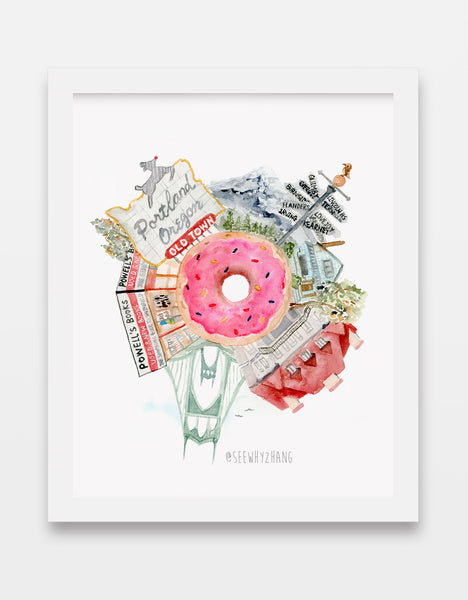Portland City Watercolor Art Print