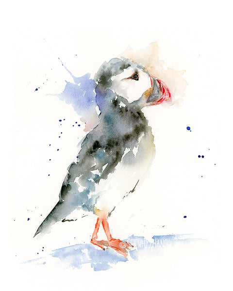 Ponderous Puffin Watercolor Art Print