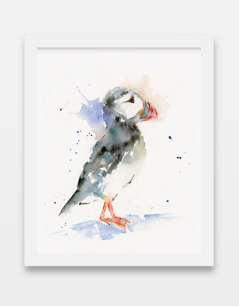 Ponderous Puffin Watercolor Art Print