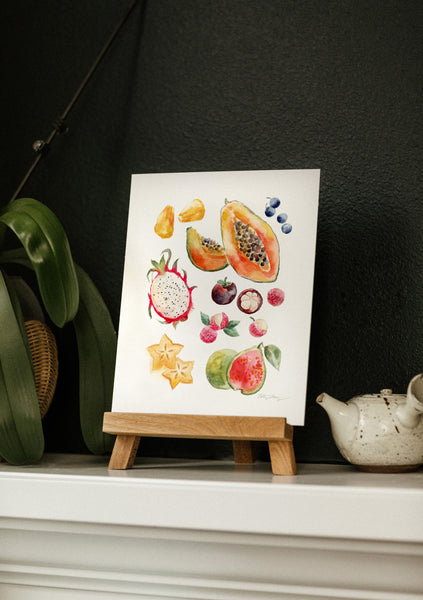 Uncommon Tropical Fruits Watercolor Art Print