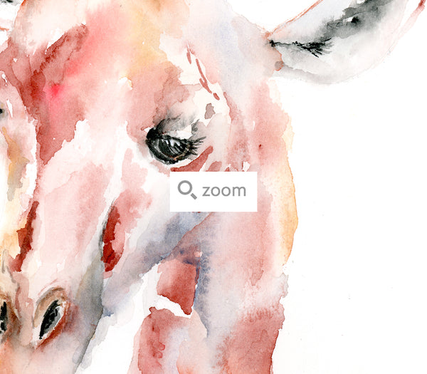 "Ginger" the Giraffe Portrait - Watercolor Art Print