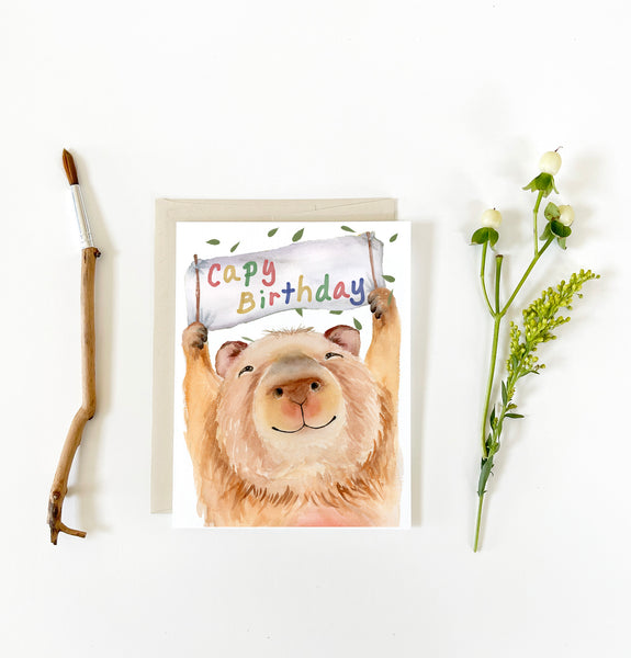 Capybara Birthday Card - "Capy Birthday"