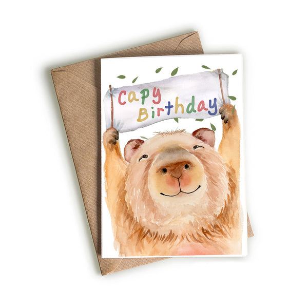 Capybara Birthday Card - "Capy Birthday"