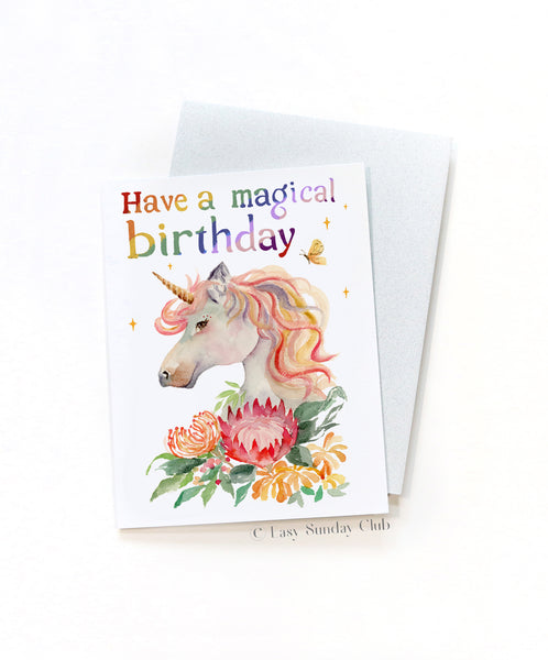 Magical Unicorn Birthday Greeting Card