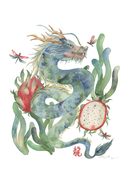 Dragon and Dragonfruit - Chinese Zodiac Animal Art Print
