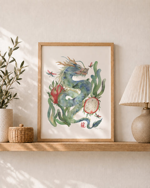 Dragon and Dragonfruit - Chinese Zodiac Animal Art Print