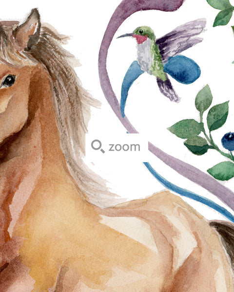 Horse and Huckleberry - Chinese Zodiac Animal Art Print