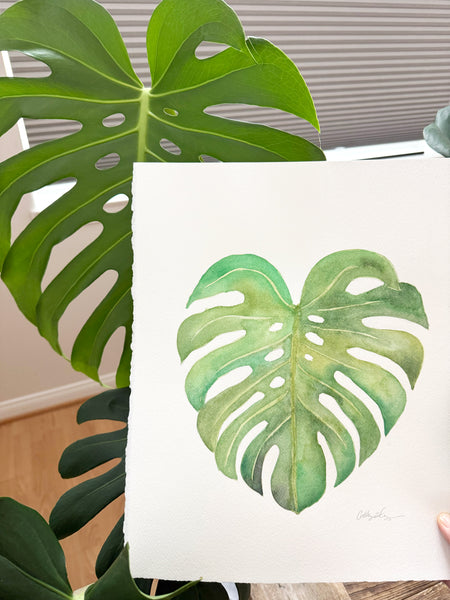 Monstera Deliciosa Plant Leaf - Original Watercolor Painting