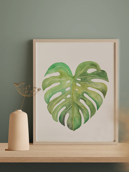 Monstera Deliciosa Plant Leaf - Original Watercolor Painting