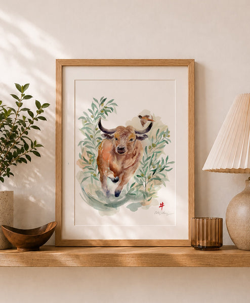 Ox and Olives - Chinese Zodiac Animal Art Print