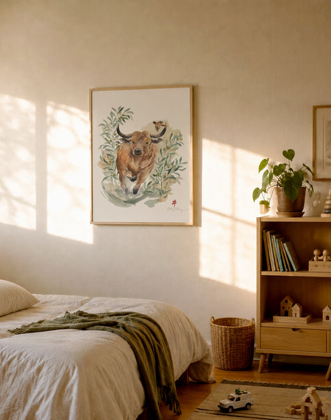 Ox and Olives - Chinese Zodiac Animal Art Print
