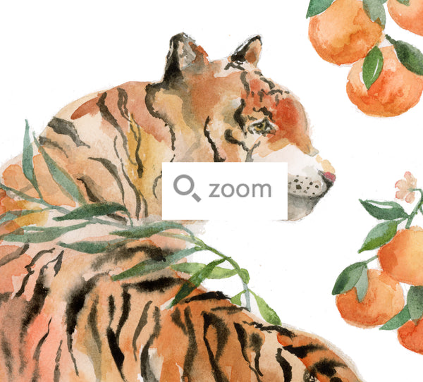 Tiger and Tangerines - Chinese Zodiac Animal Art Print