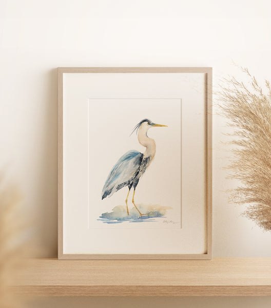 Blue Heron Modern Watercolor Art Print