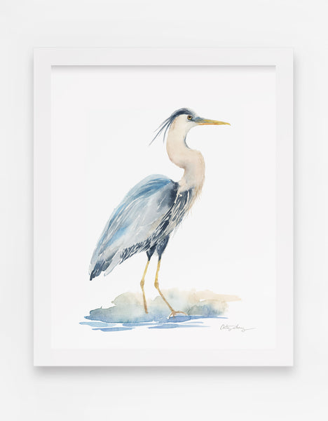Blue Heron Modern Watercolor Art Print