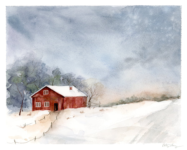 Red Barn Retreat - Limited Edition Watercolor Art Print