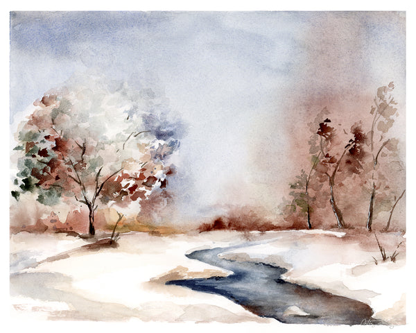 Frozen Park - Limited Edition Watercolor Art Print