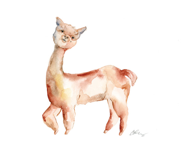 alpaca watercolor art print by Easy Sunday Club