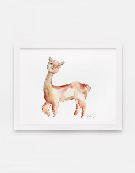Gleeful Alpaca Watercolor Art Print