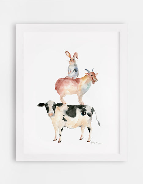 chinese zodiac animal art, rabbit, goat, cow/bull