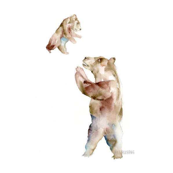 Flying Baby Bear - Watercolor Art Print