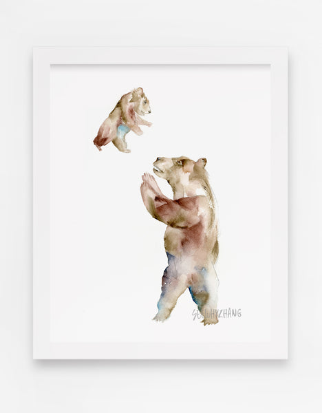 Flying Baby Bear - Watercolor Art Print