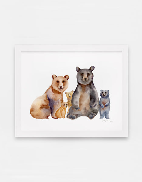 Custom Bear Family Watercolor Art Print (add up to 4 cubs)