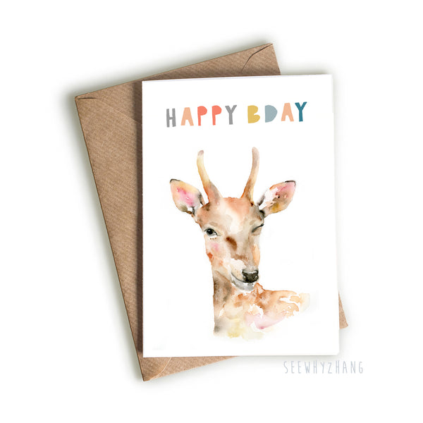 Winking Birthday Deer Card