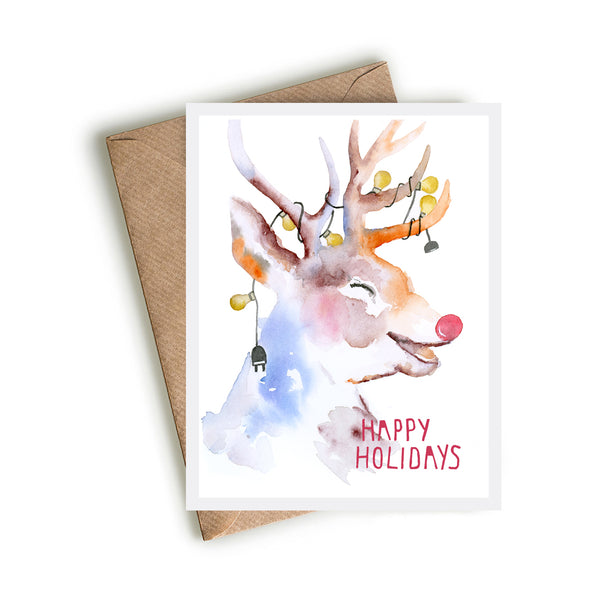 Holiday Laughing Reindeer Card