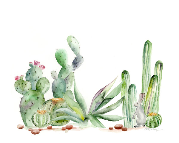 Desert Vibes - Cactus Watercolor Art Print