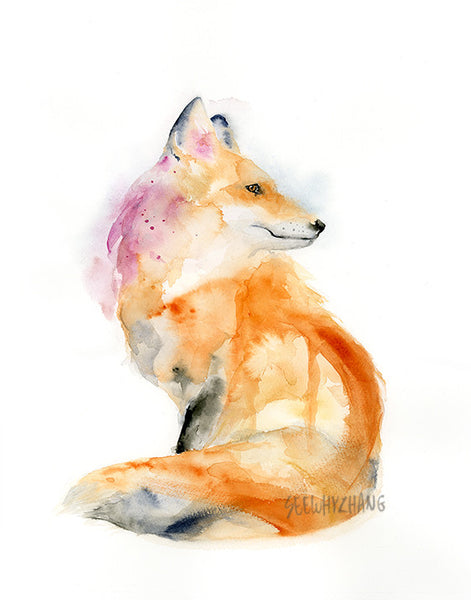 Graceful Fox - Watercolor Art Print