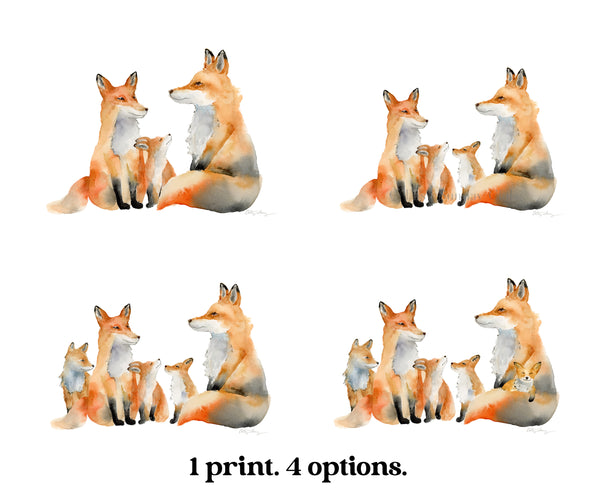 Custom Fox Family Watercolor Art Print