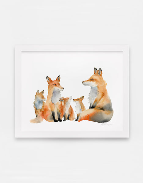 Custom Fox Family Watercolor Art Print