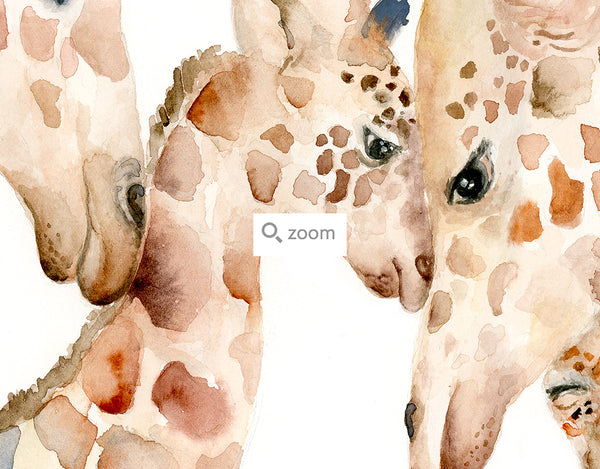 giraffe family watercolor art