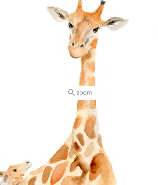 Giraffe Mother and Baby - Watercolor Art Print