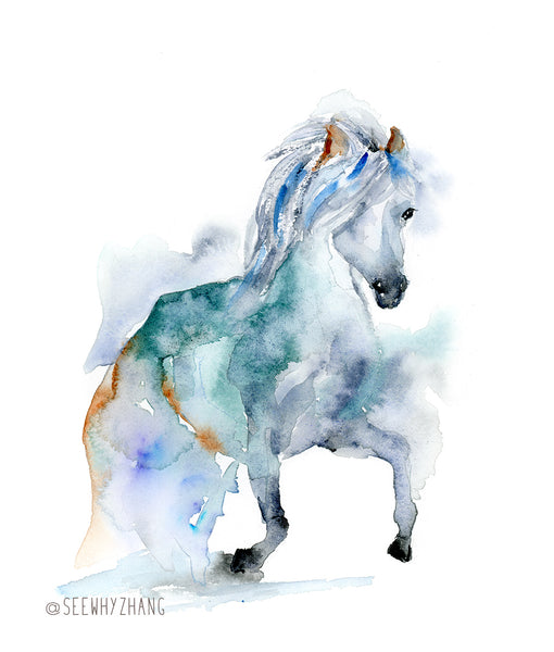 "Untamed" - Horse Watercolor Art Print