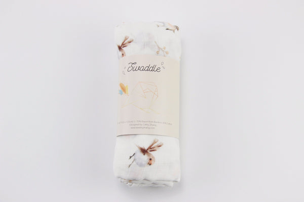 chubby robin birds bamboo cotton swaddle