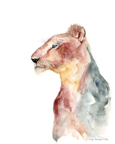lioness watercolor art