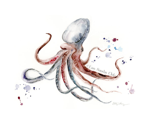 octopus watercolor art print