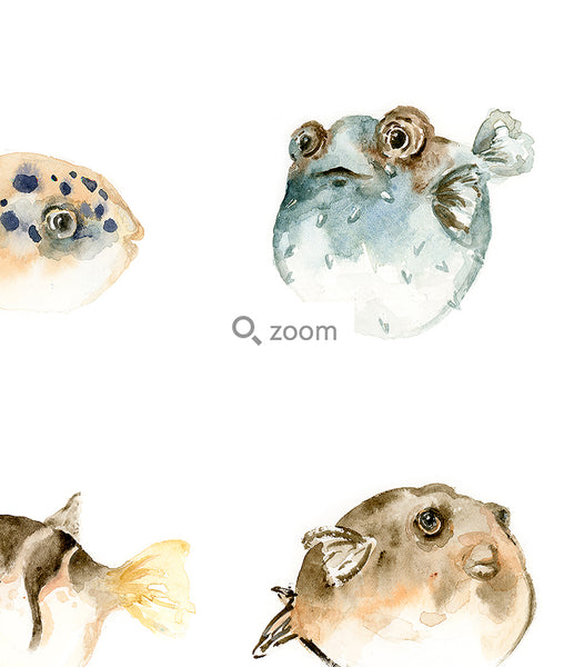 Pufferfish Watercolor Art Print | Under the Sea