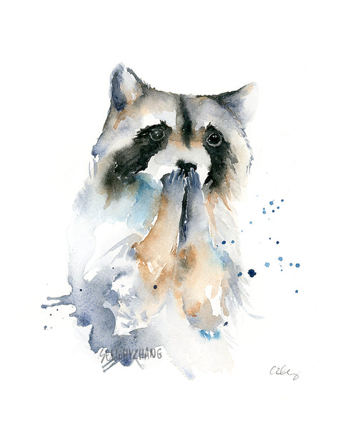 Woodland Animals Set of 3 - Deer, Raccoon, Fox - Watercolor Art Prints