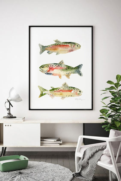 rainbow trout watercolor art print