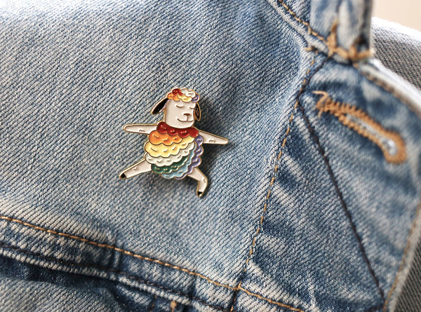 Yoga Enamel Pin - Black Sheep / Rainbow Sheep Warrior 2